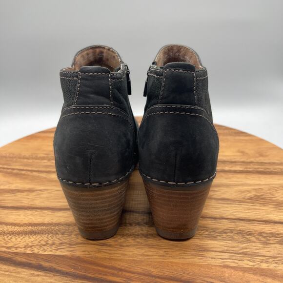Dansko Susan Booties Womens Size 9.5 / 40 Black Nubuck Leather Wedge Ankle - Picture 4 of 8